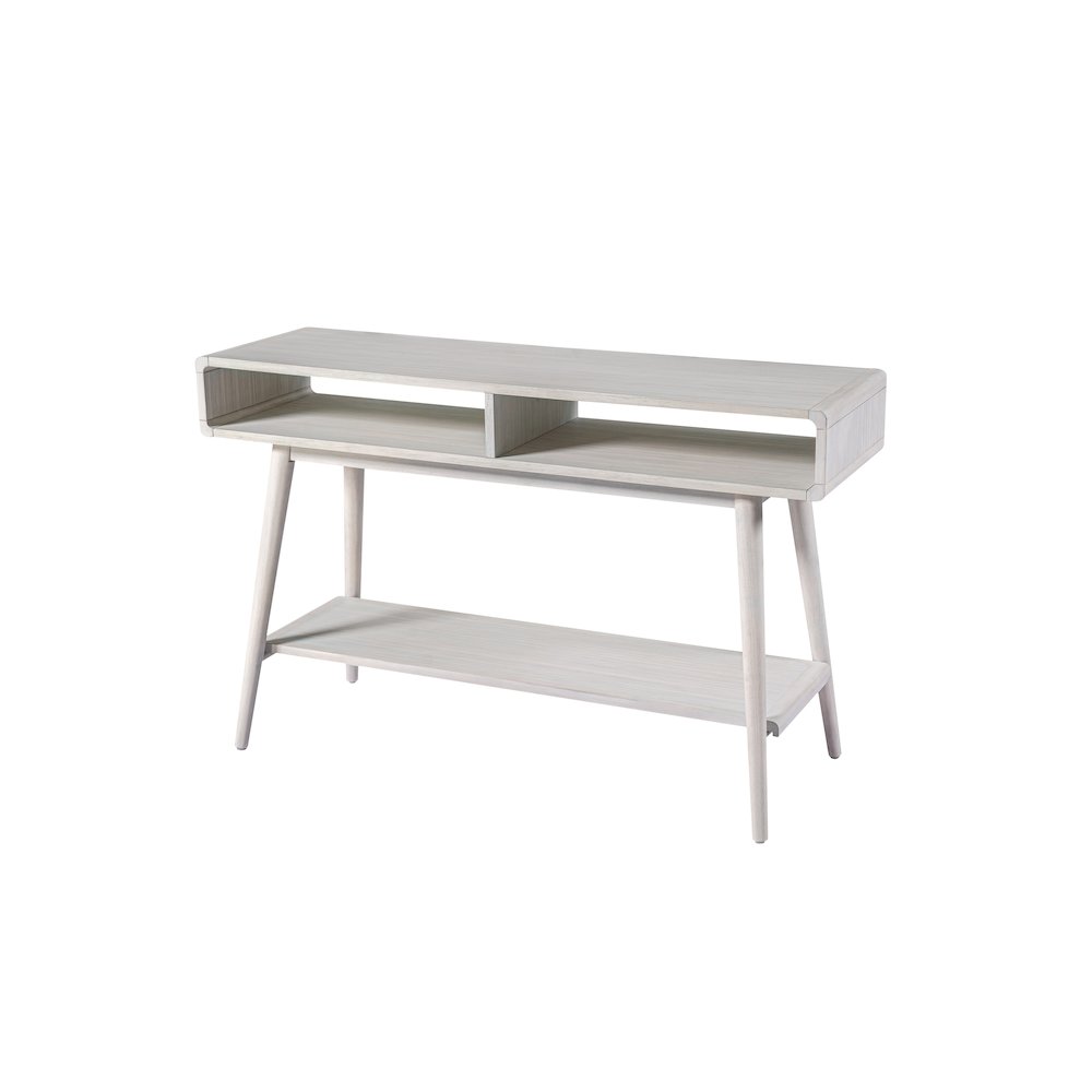Wood Cambria Console Table - Zebrano Whitewash Finish. Picture 1