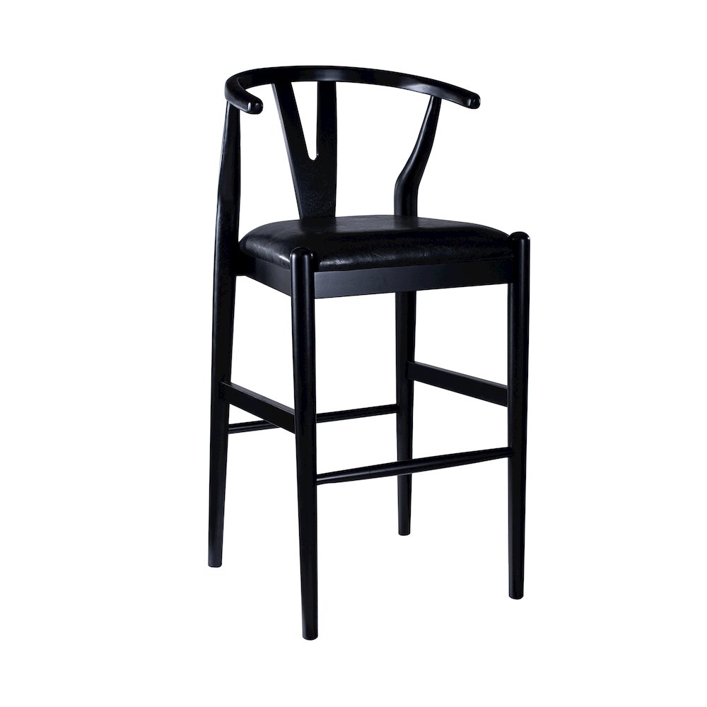 Wishbone Counter Height Kitchen Bar Stool - Black Finish. Picture 1