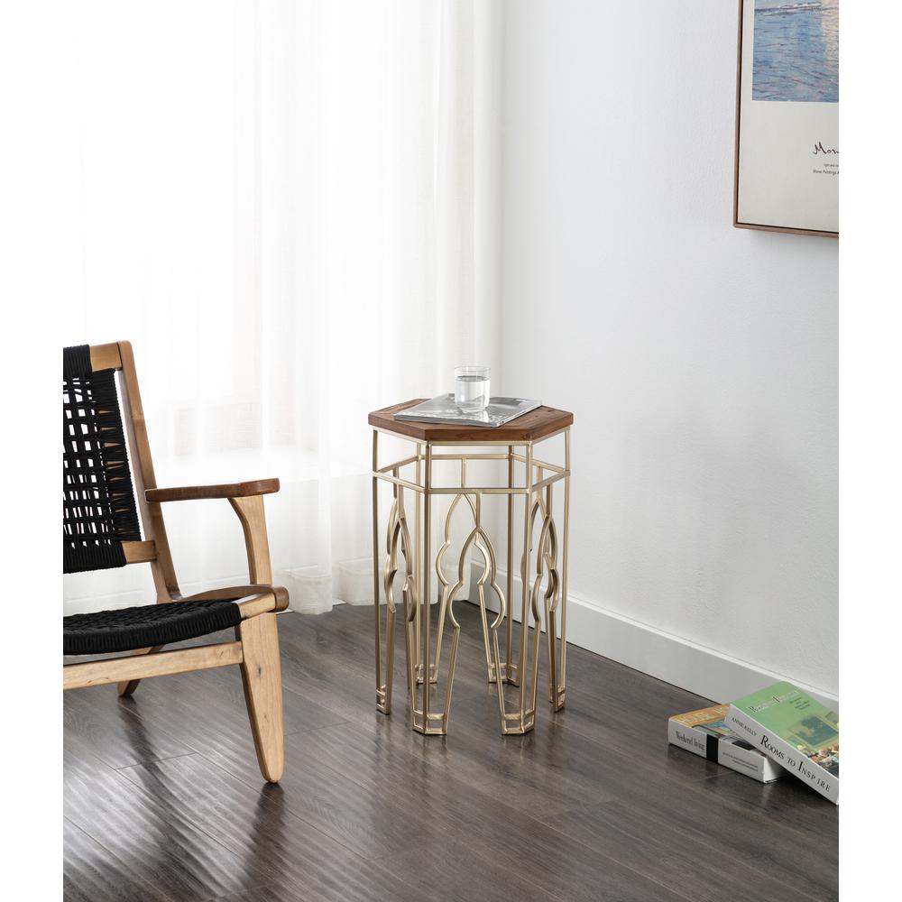 Genevieve Nesting Tables, Gold & Natural. Picture 7