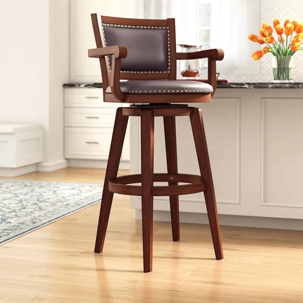 Broadmoor Extra Tall Swivel Bar Stool With Arms - Cappuccino. Picture 4