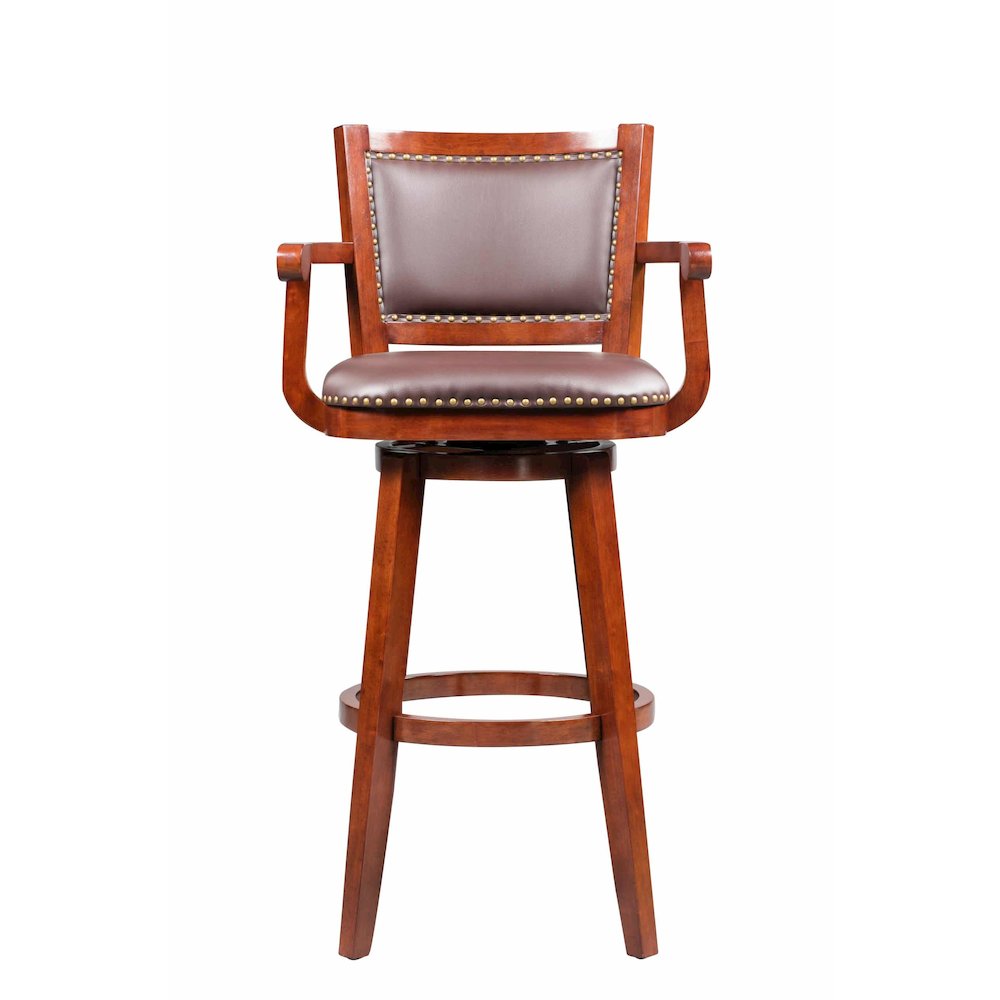 Broadmoor Extra Tall Swivel Bar Stool with Arms - Cherry. Picture 2