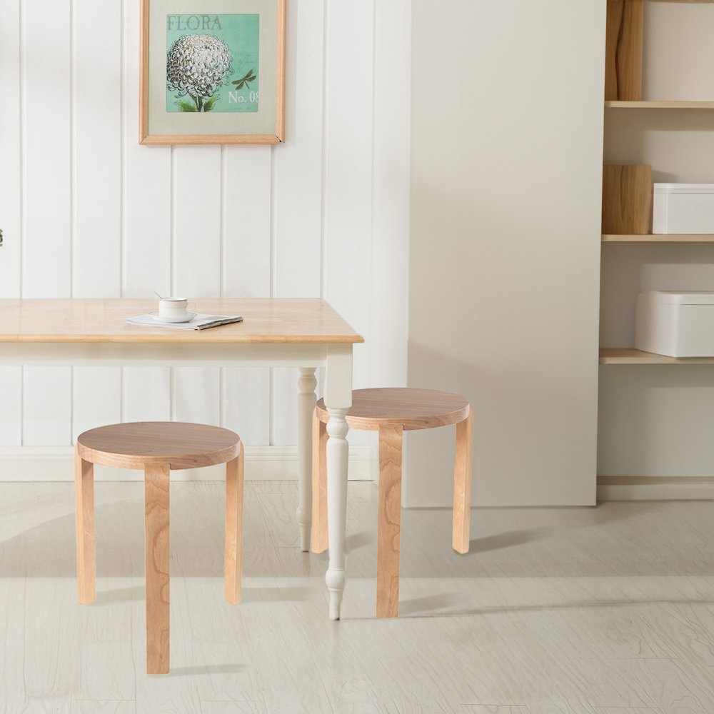 Mateo Round Backless Stacking Stools - Set of 2 - Blonde Oak. Picture 5