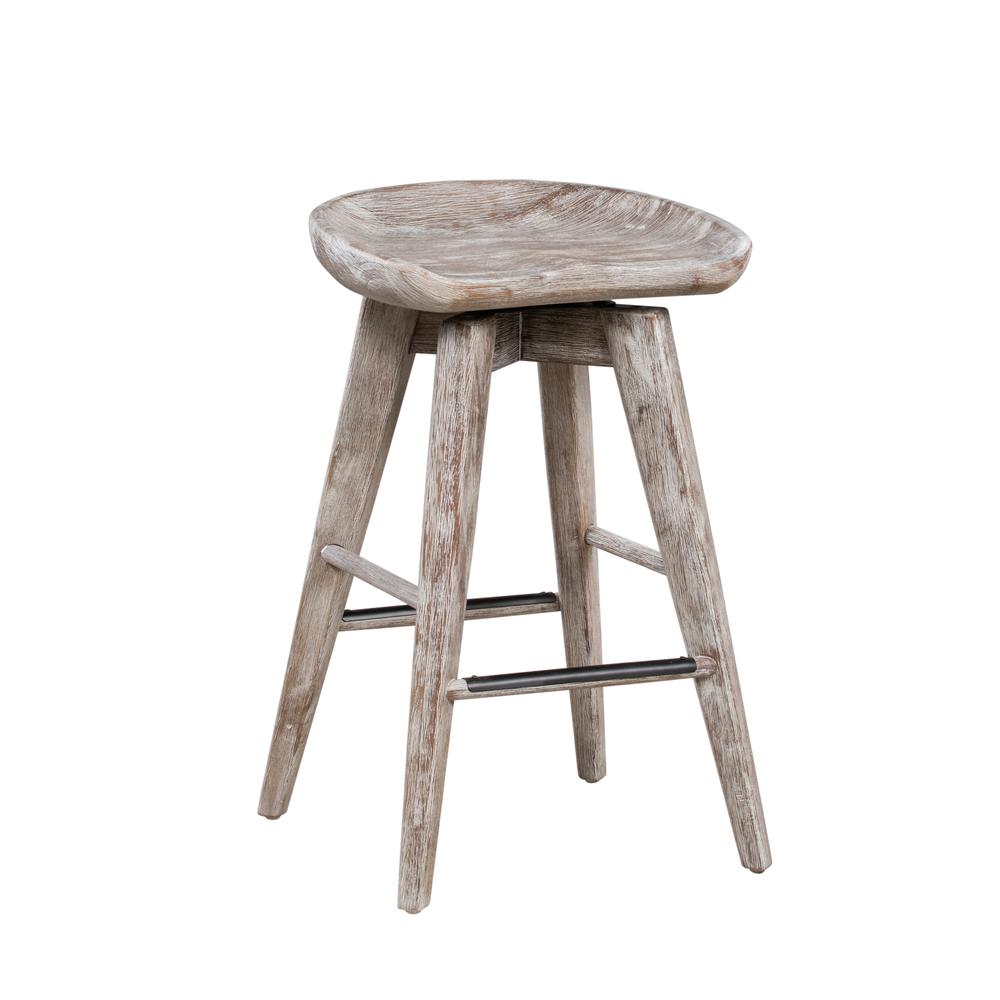Bali Backless Swivel Counter Stool - Weathered Wire-Brush. Picture 1