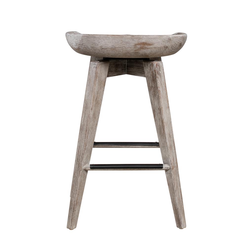 Bali Backless Swivel Counter Stool - Weathered Wire-Brush. Picture 2