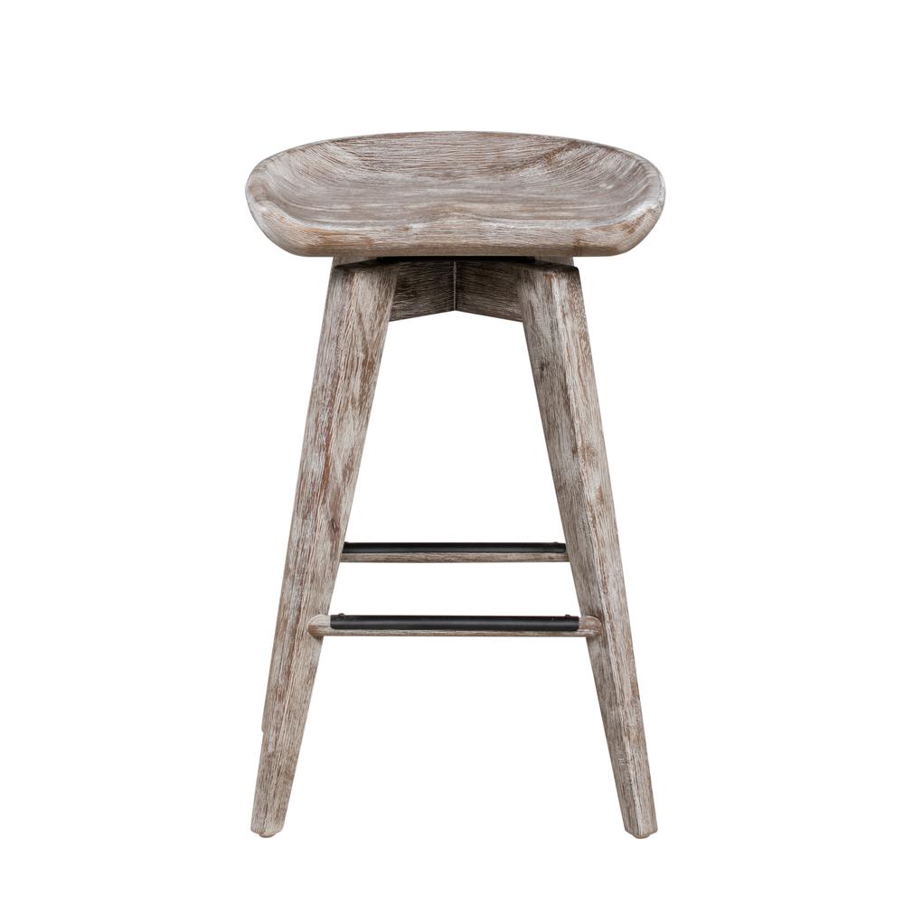 Bali Backless Swivel Counter Stool - Weathered Wire-Brush. Picture 3