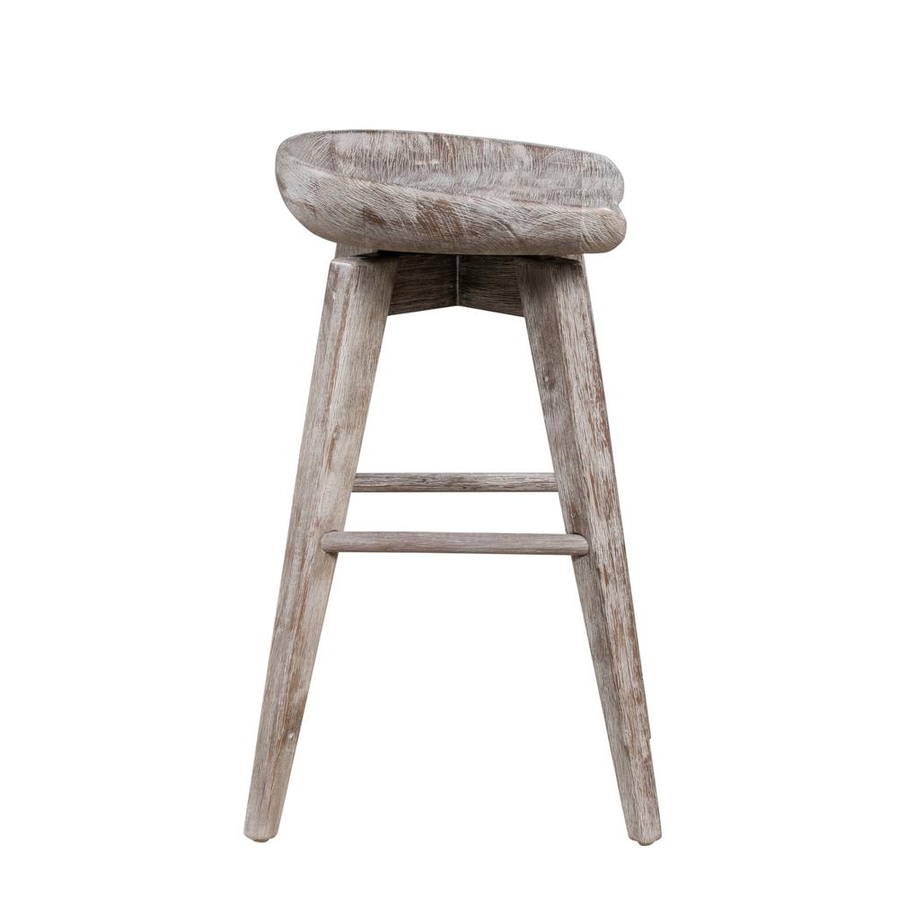 Bali Backless Swivel Counter Stool - Weathered Wire-Brush. Picture 4