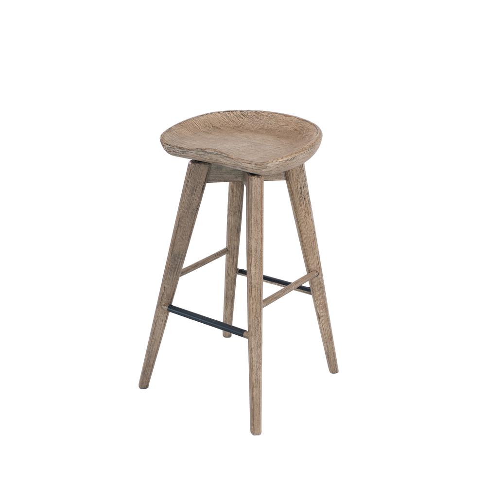 Bali Backless Swivel Bar Stool - Weathered Wire-Brush. Picture 2