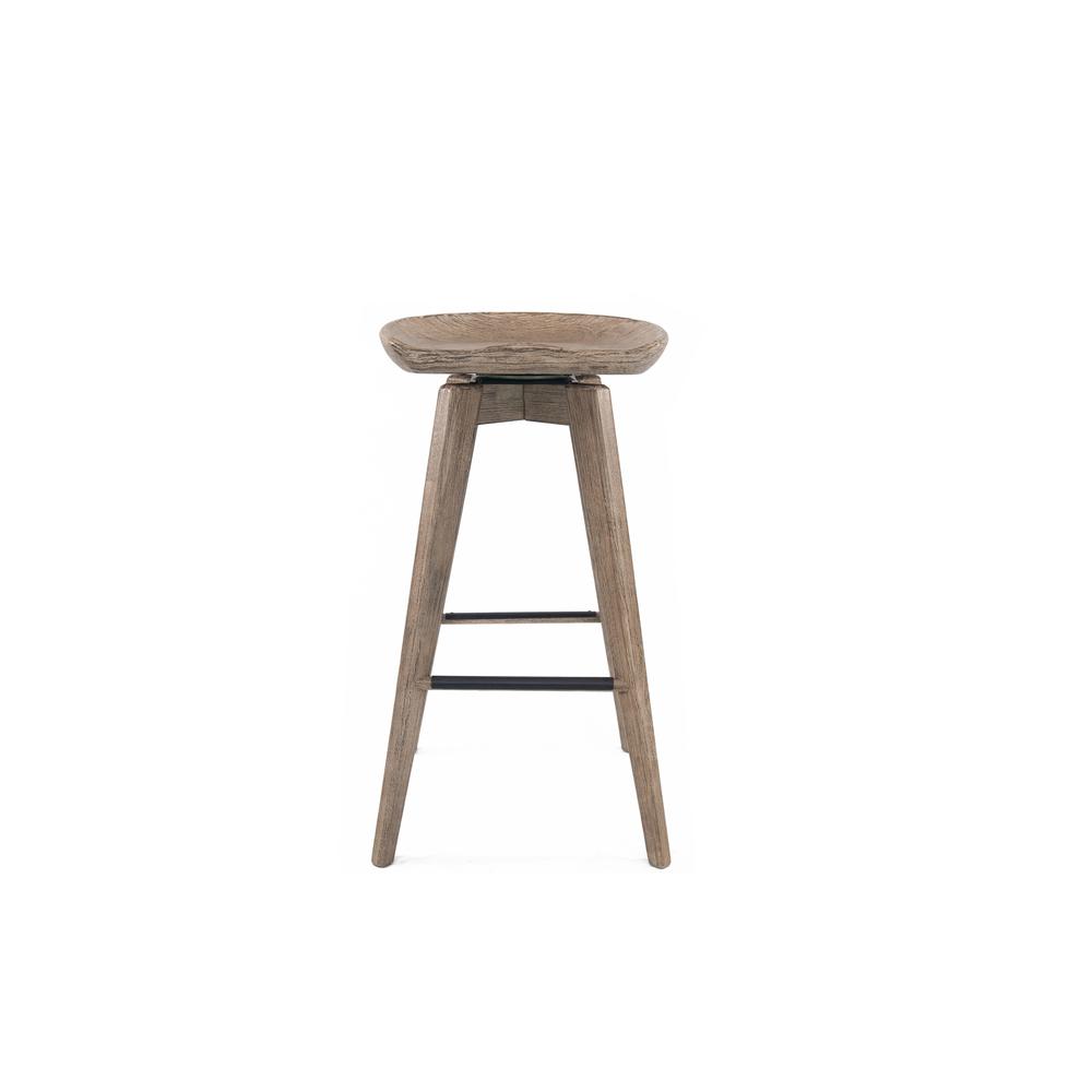 Bali Backless Swivel Bar Stool - Weathered Wire-Brush. Picture 1