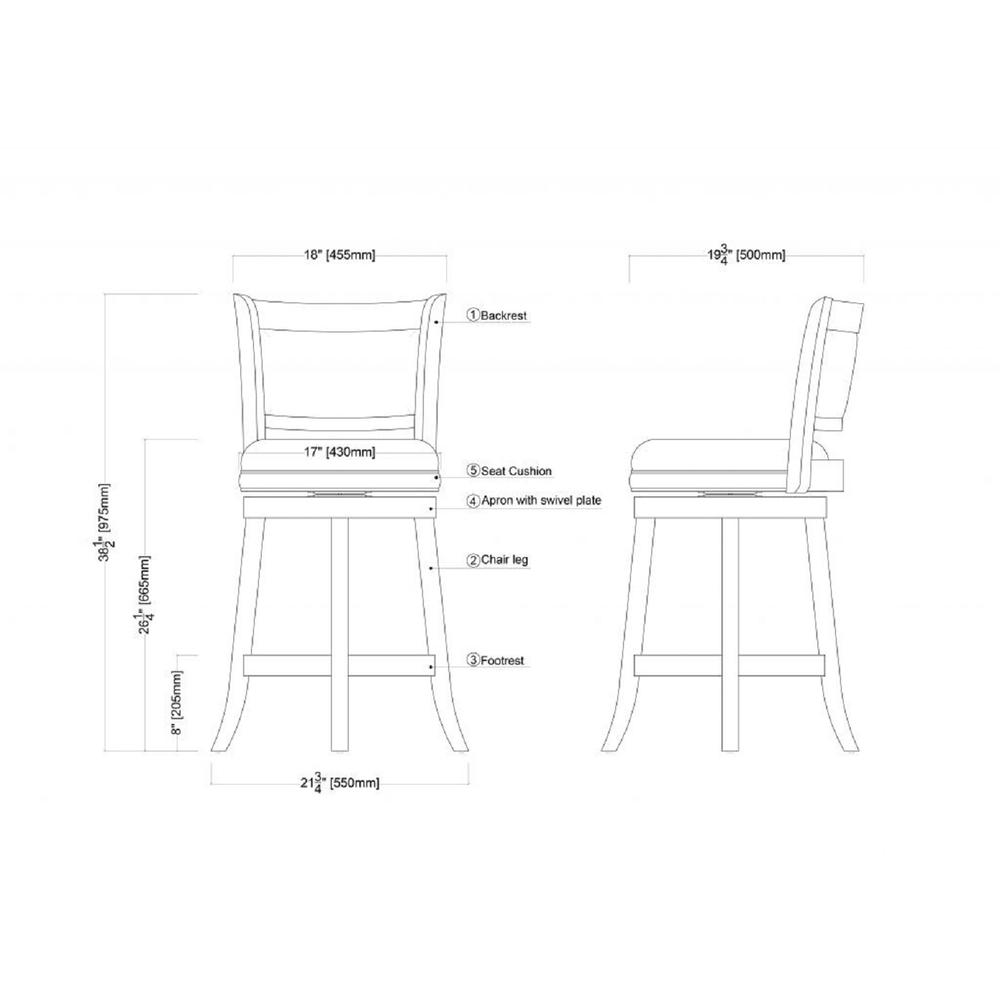 Augusta 26" Swivel Counter Stool - Distressed Sandrift. Picture 9