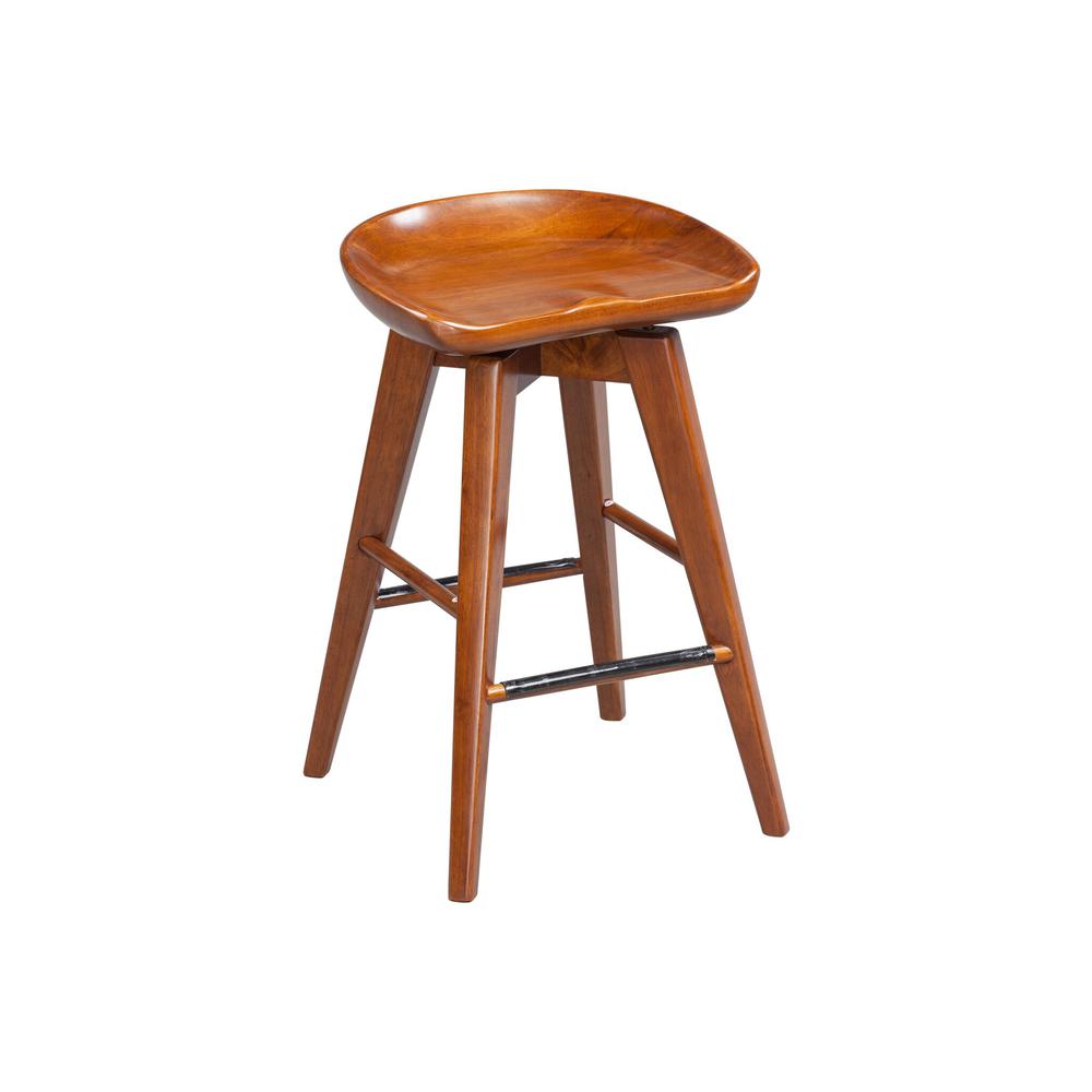 Bali Backless Swivel Counter Stool - Walnut. Picture 1