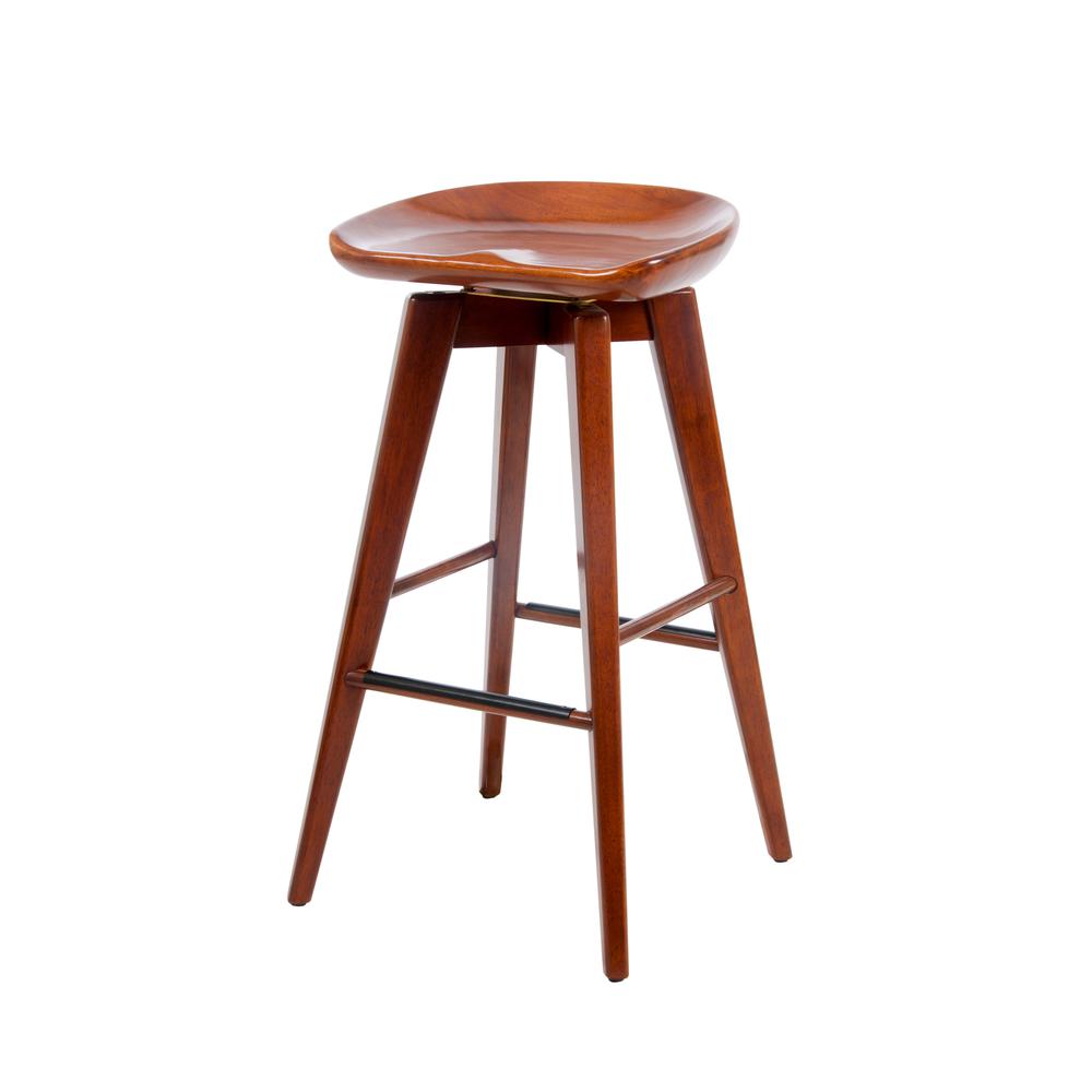 Bali Backless Swivel Bar Stool - Walnut. Picture 1