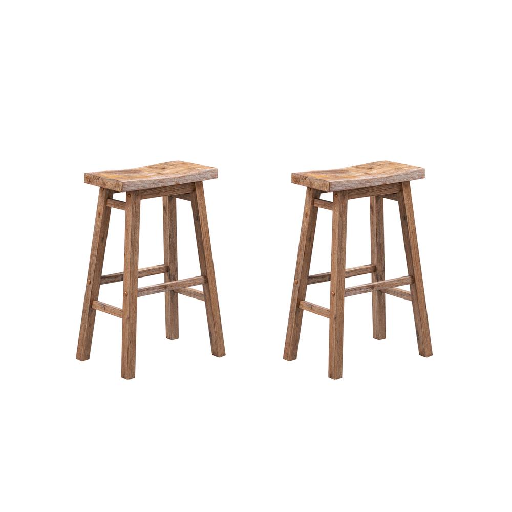 Sonoma Backless Saddle Bar Stools - Barnwood Wire-Brush - Set of 2. Picture 7