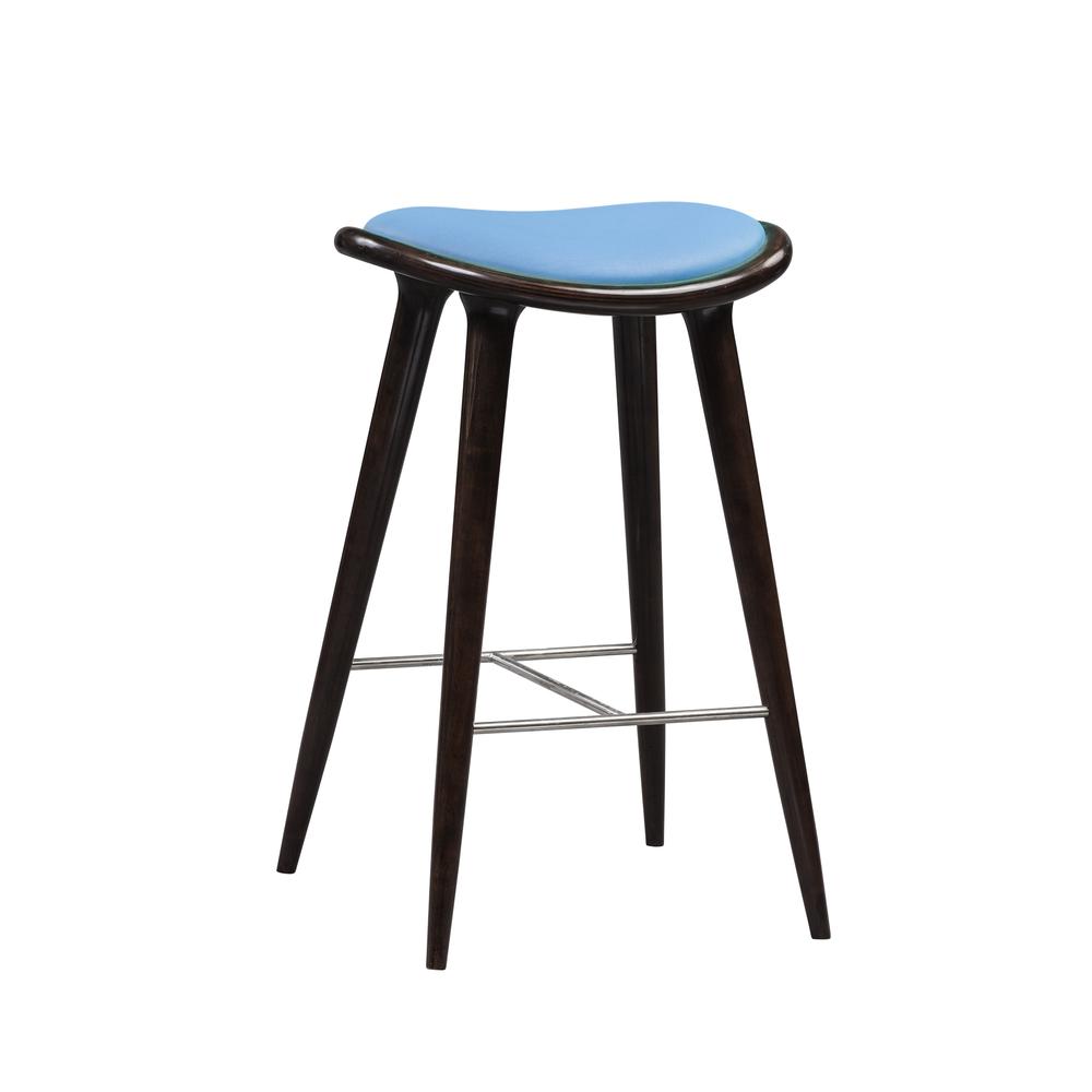 Lucio Oval Backless Bar Stool - Cappuccino/Blue. Picture 1