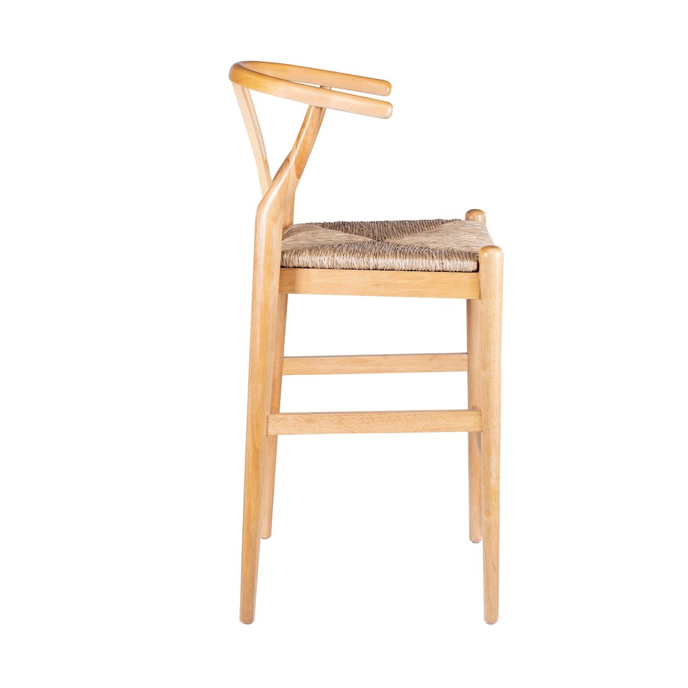 Wishbone Bar Height Kitchen Bar Stool - Natural Finish. Picture 3
