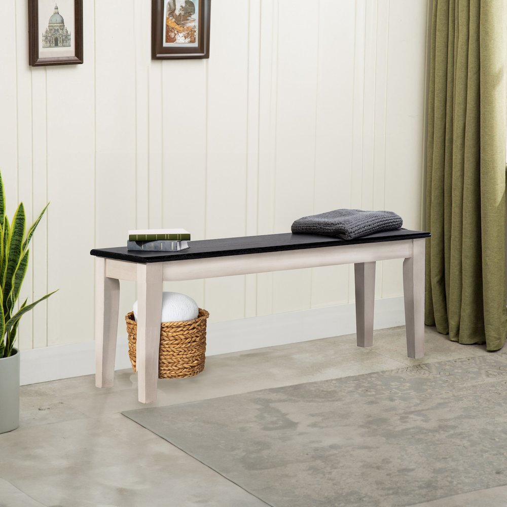 Shaker Dining Bench - European Black Ash/Antique White. Picture 6