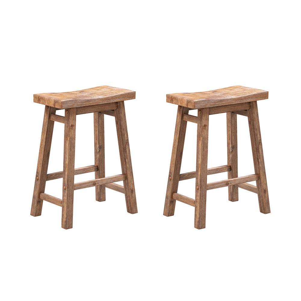 Sonoma Backless Saddle Counter Stools - Barnwood Wire-Brush - Set of 2. Picture 2