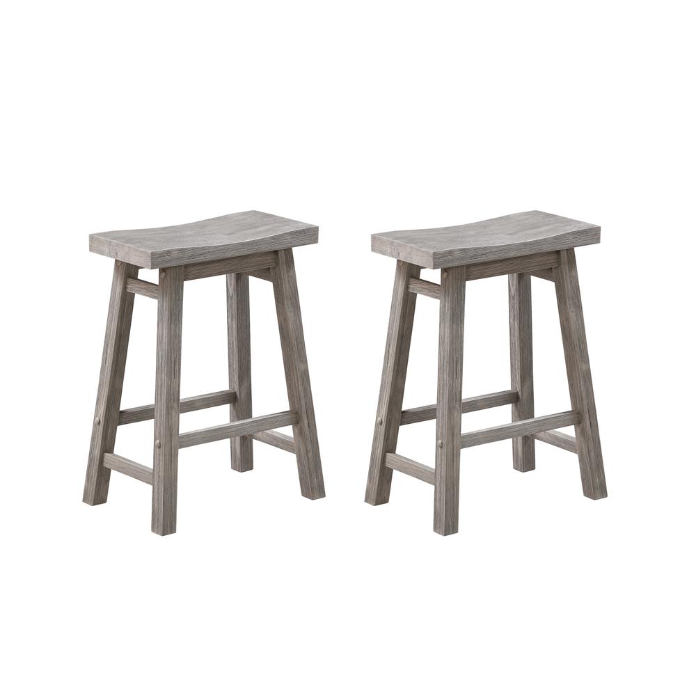 Sonoma Backless Saddle Counter Stools - Storm Gray Wire-Brush - Set of 2. Picture 1