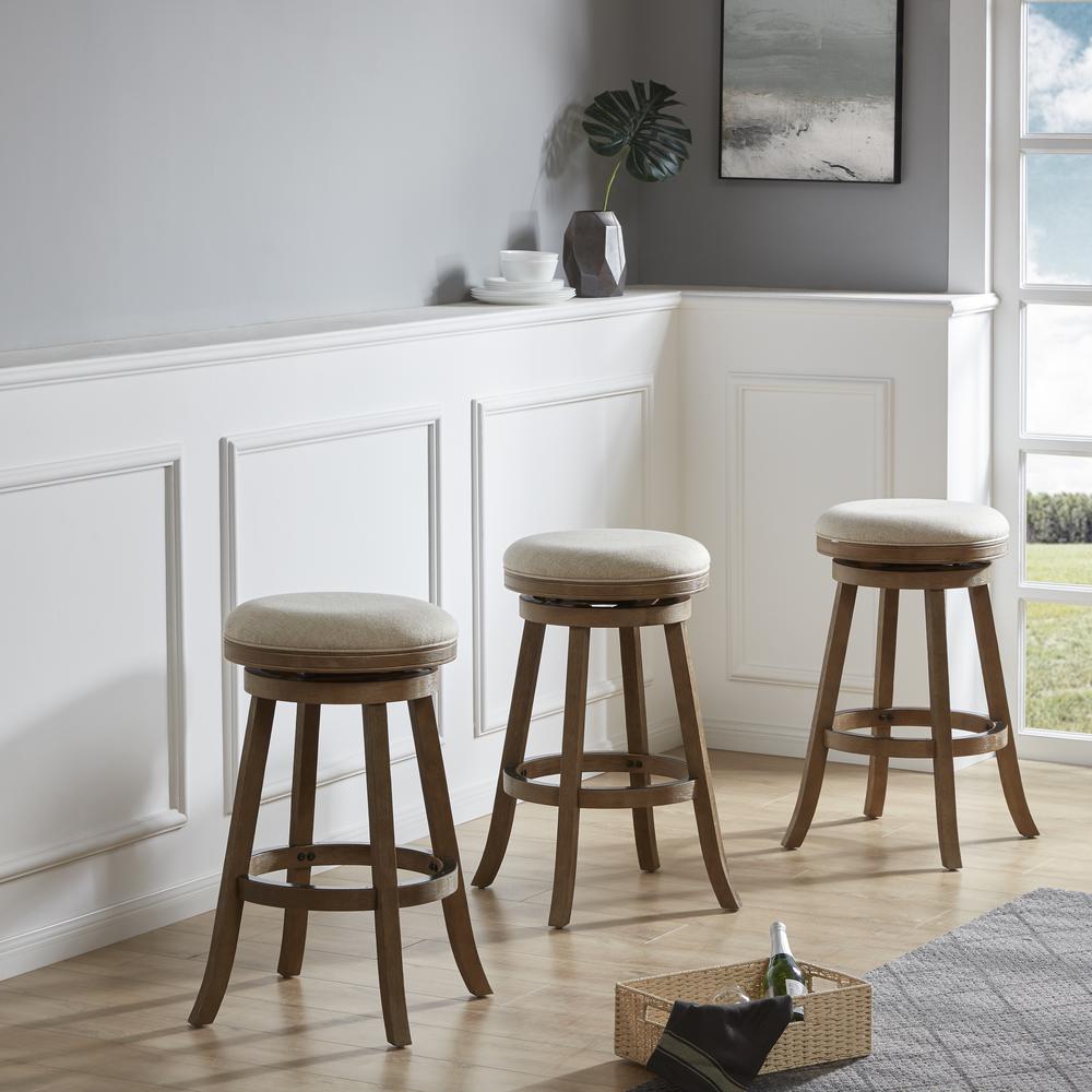 Fenton Swivel Backless Bar Stool - Driftwood Wire-Brush. Picture 2
