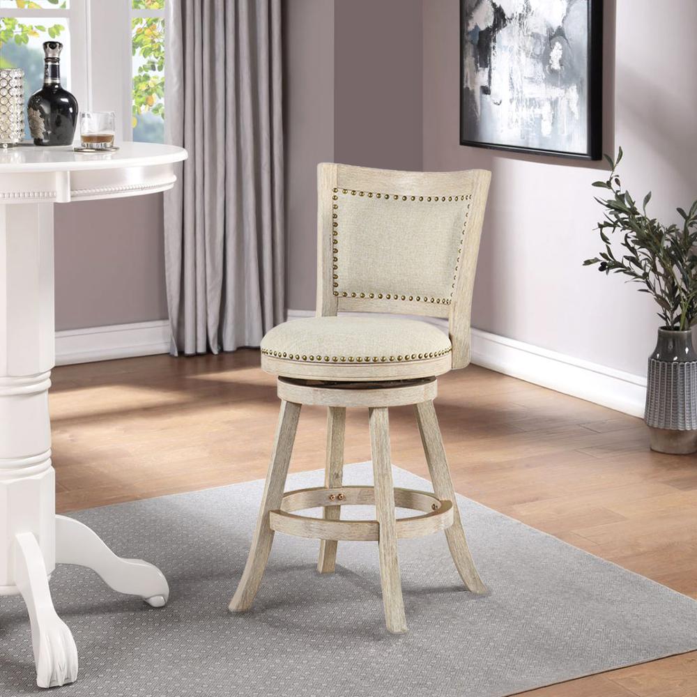 Melrose Swivel Counter Stool - Ivory Wire-Brush. Picture 5
