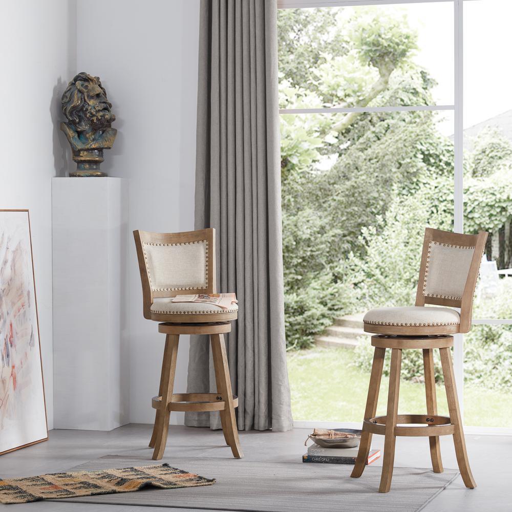 Melrose Swivel Bar Stool - Driftwood Wire-Brush. Picture 4