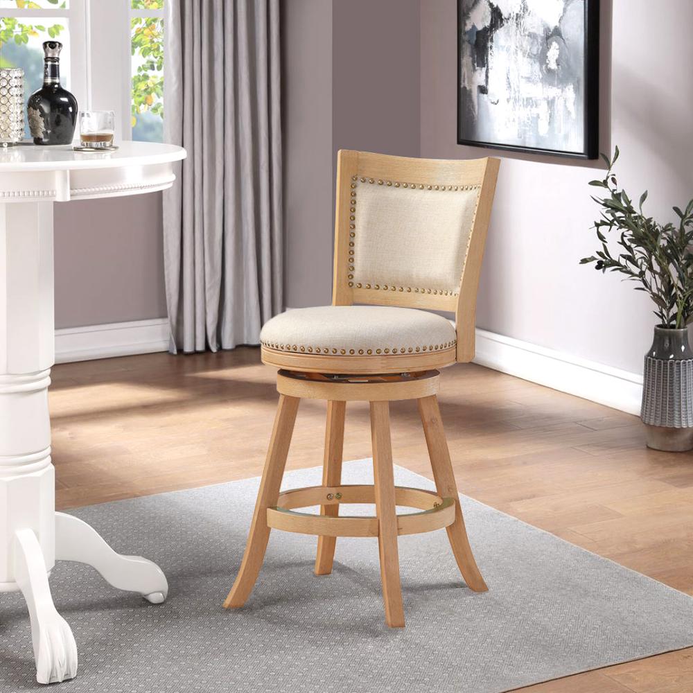 Melrose Swivel Counter Stool - Creme Wire-Brush. Picture 4