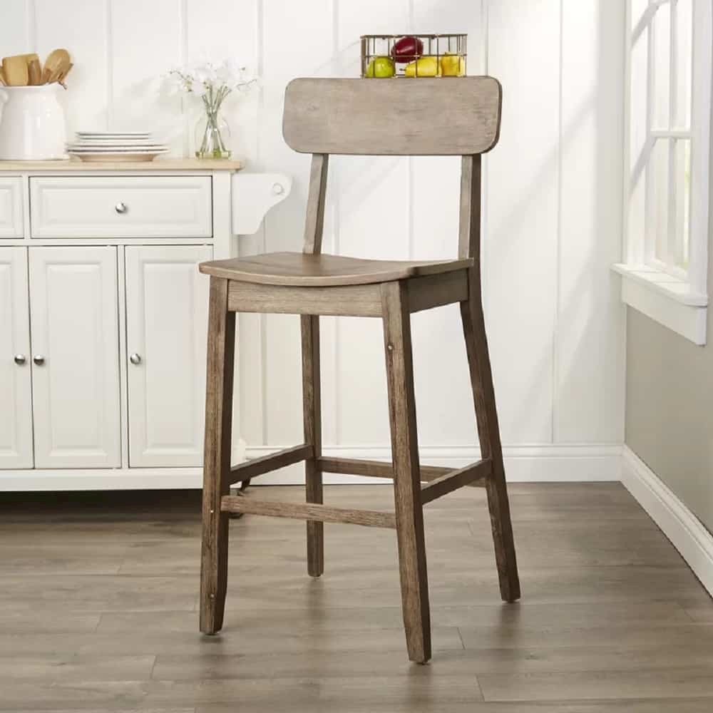 Torino Wood Bar Stool - Barnwood Wire-Brush. Picture 1