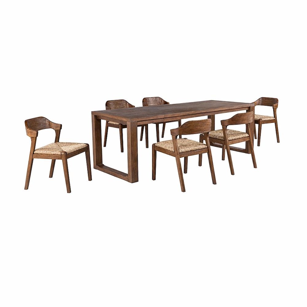 Rasmus 7pc Rush Dining Set - Chestnut Wire-Brush Finish. Picture 1