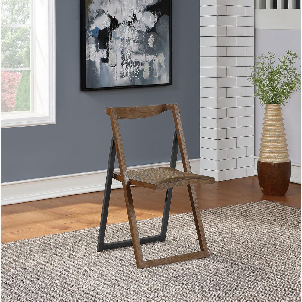 Sydney Folding Chair, Set of 2, Chestnut Wire-Brush. Picture 5