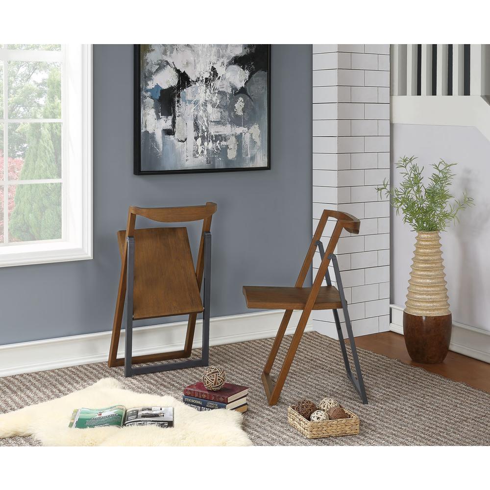 Sydney Folding Chair, Set of 2, Chestnut Wire-Brush. Picture 6