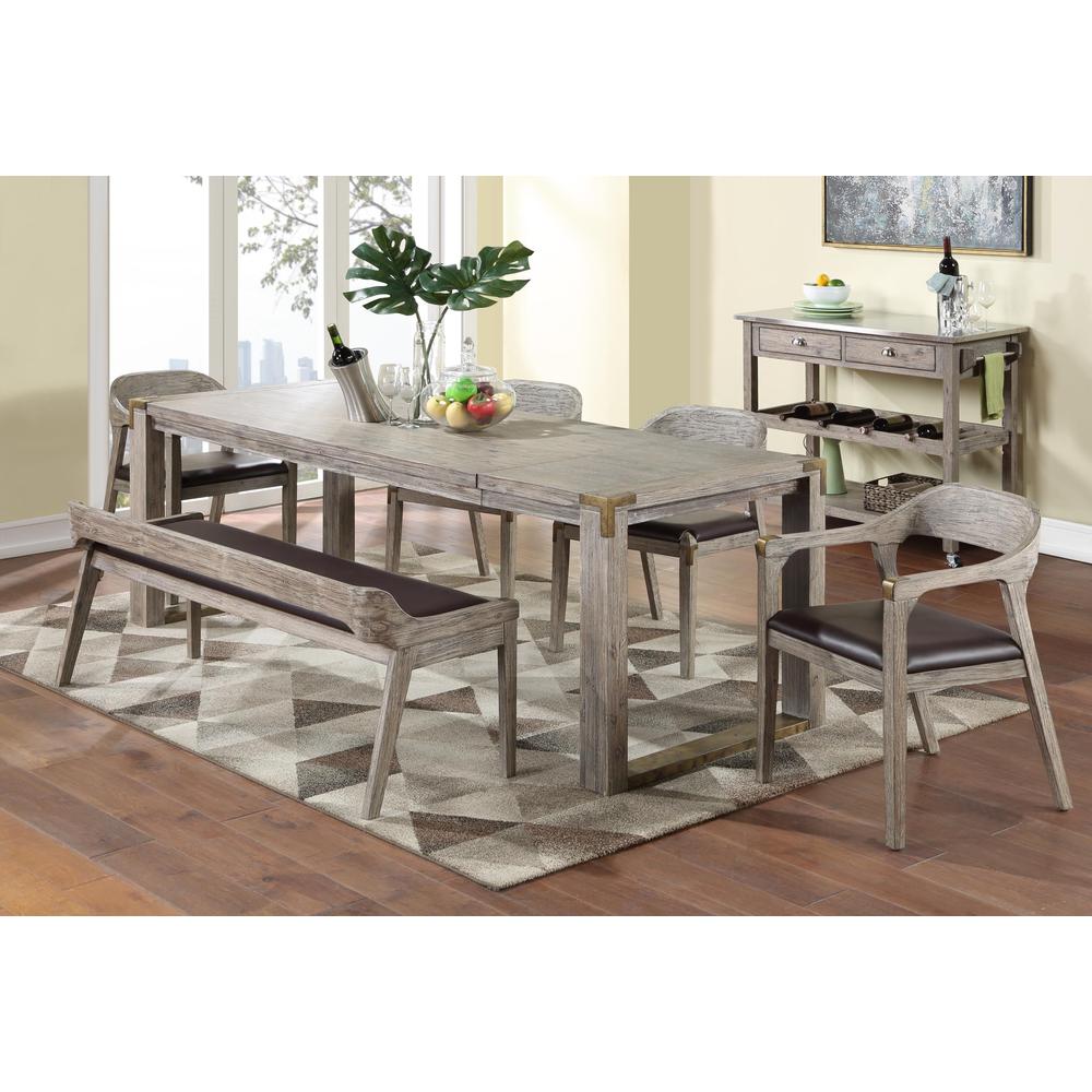 Montana Kitchen Island Stainless Steel Top - Light Barnwood Finish. Picture 5