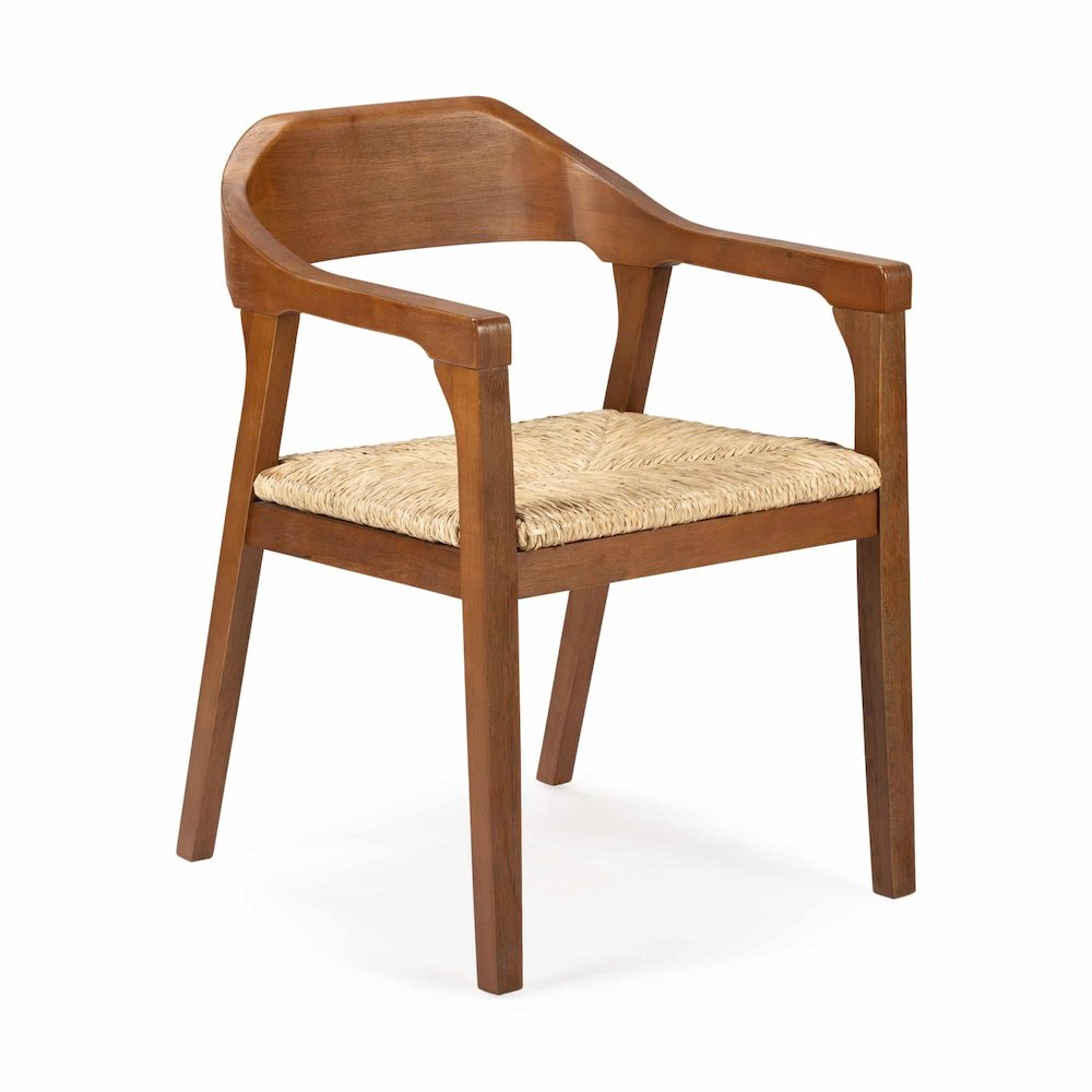 Rasmus Dining Rush Armchair - Chestnut Wire-Brush Finish. Picture 1