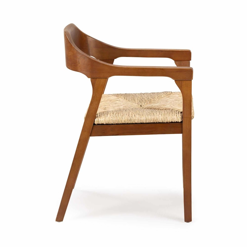 Rasmus Dining Rush Armchair - Chestnut Wire-Brush Finish. Picture 3