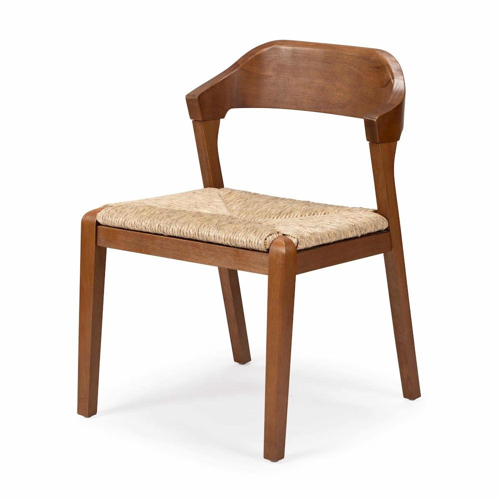 Rasmus Dining Rush Side Chair - Chestnut Wire-Brush Finish. Picture 1