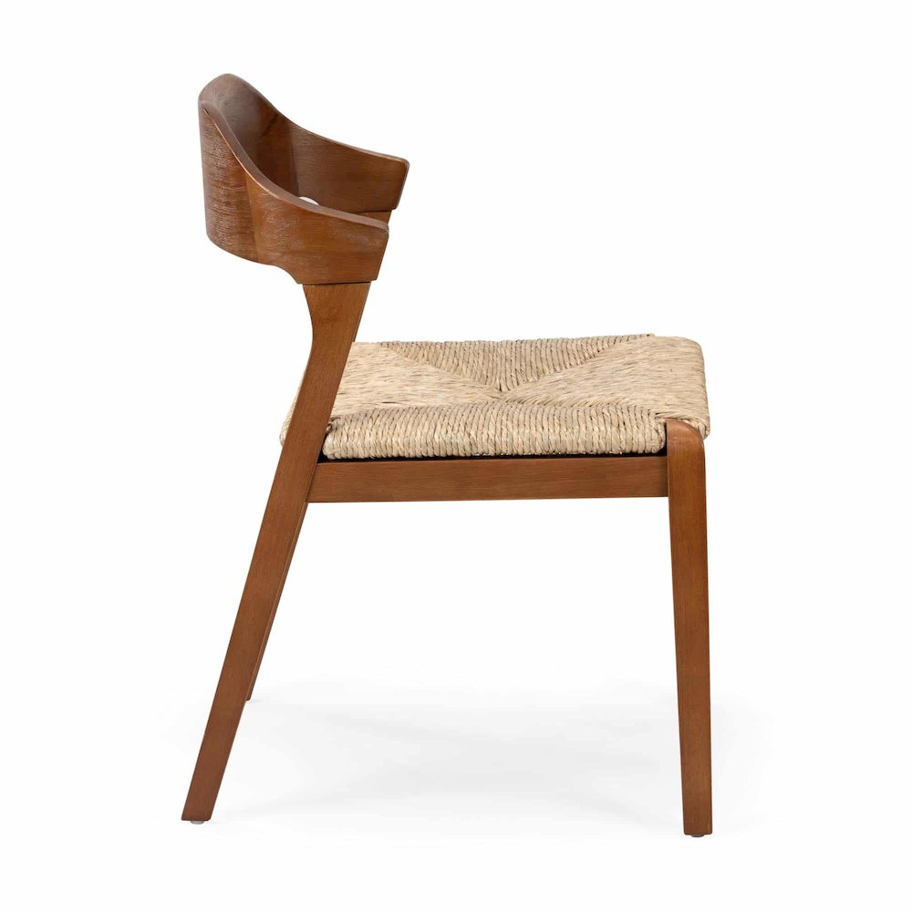 Rasmus Dining Rush Side Chair - Chestnut Wire-Brush Finish. Picture 3
