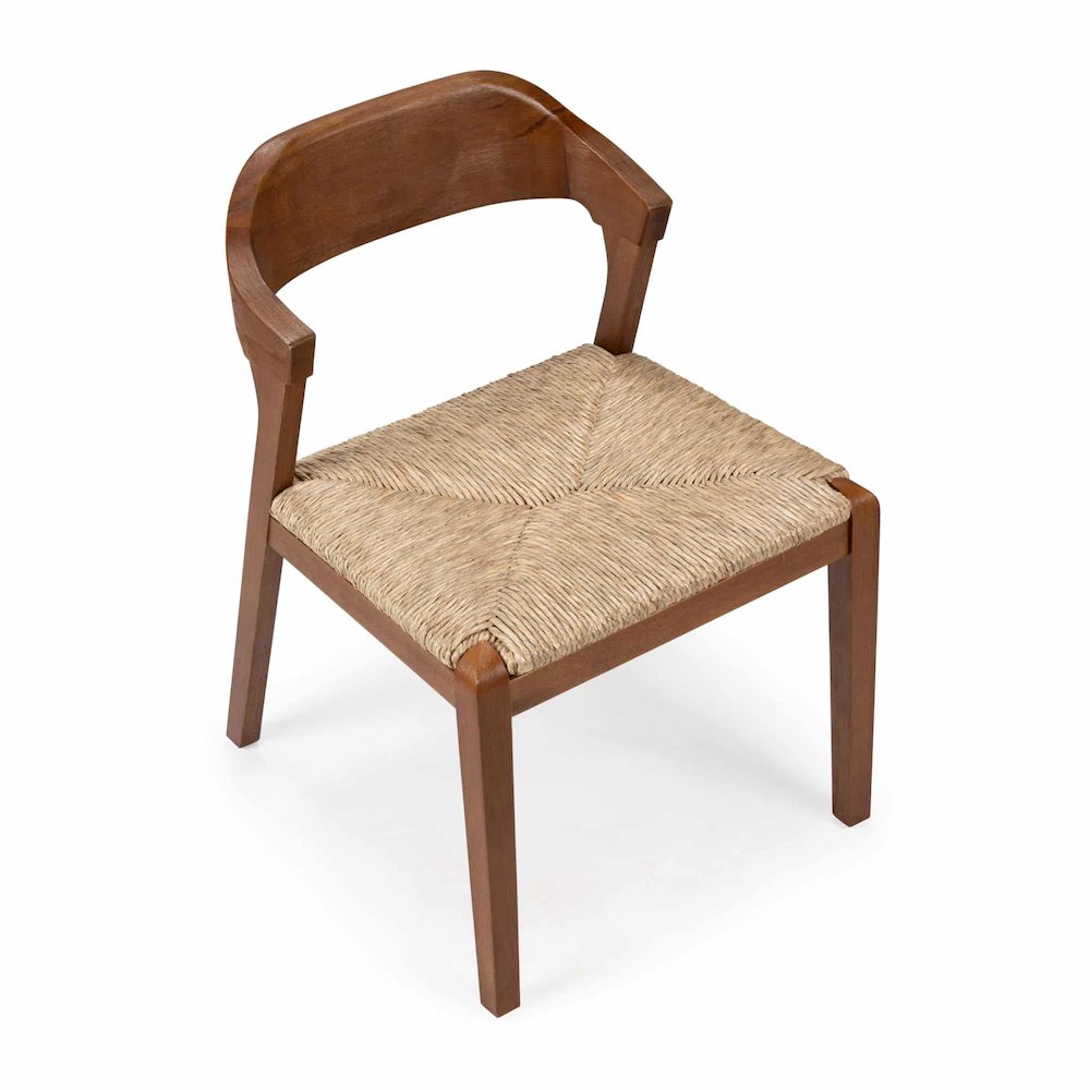 Rasmus Dining Rush Side Chair - Chestnut Wire-Brush Finish. Picture 8