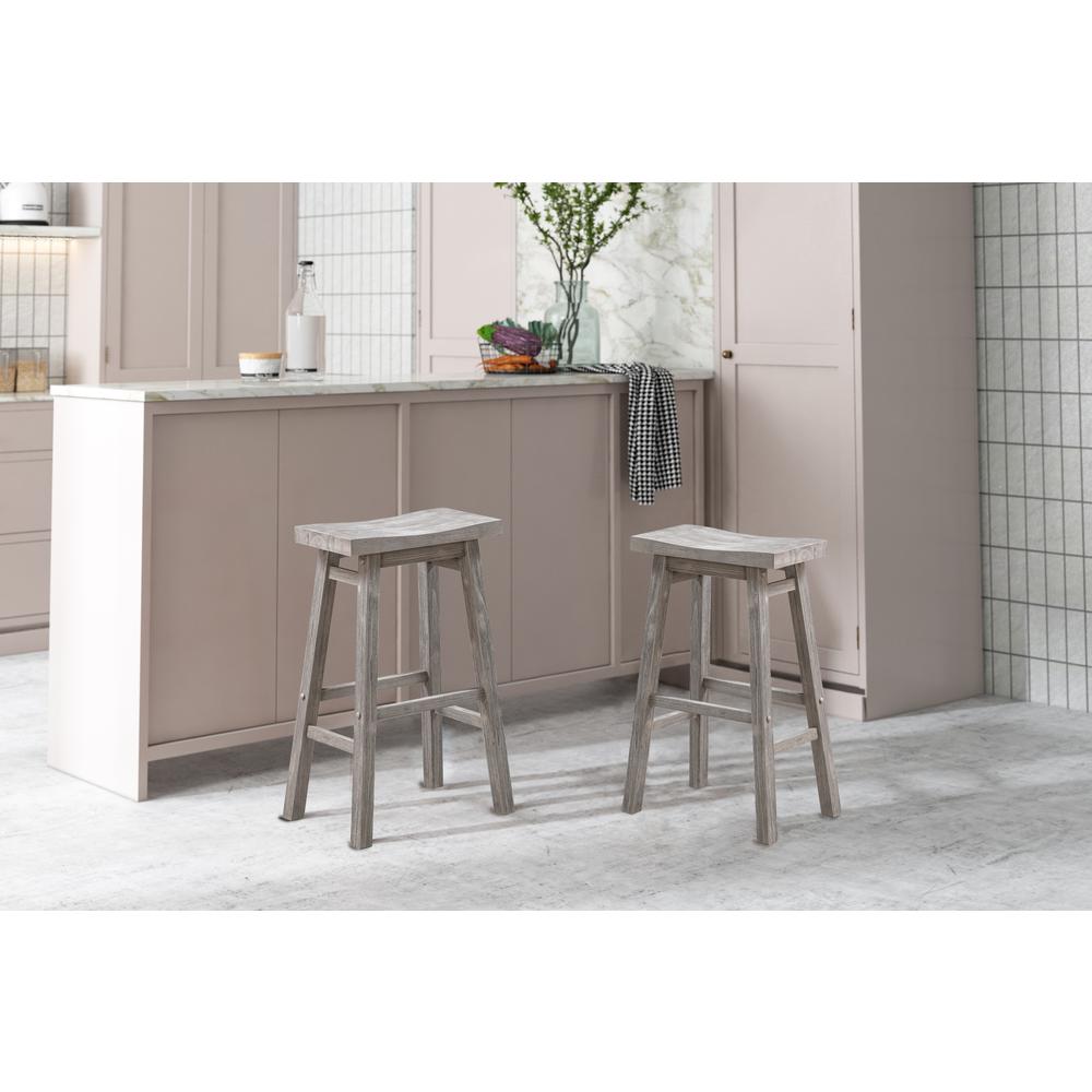 Sonoma Backless Saddle Bar Stools - Storm Gray Wire-Brush - Set of 2. Picture 6