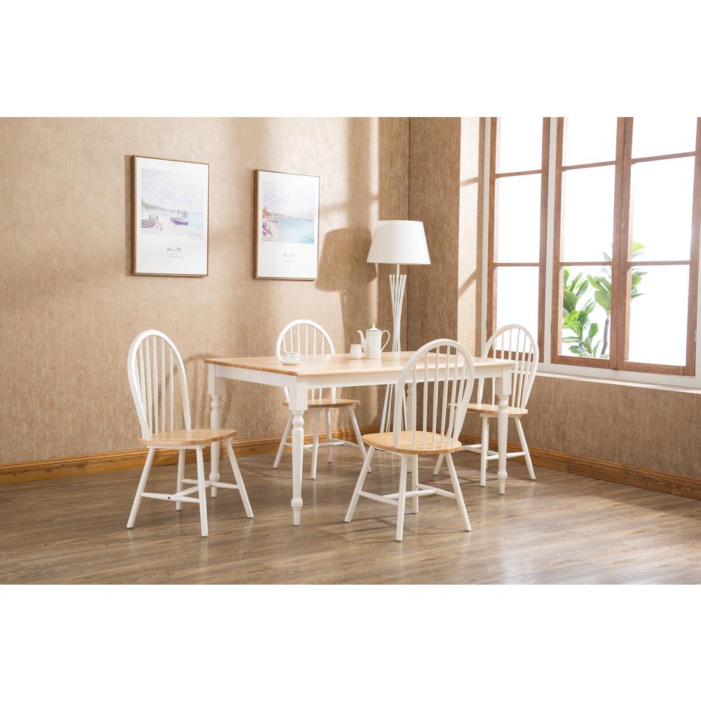 Windsor Farmhouse 5-Piece Dining Set - Cream/Natural. Picture 2