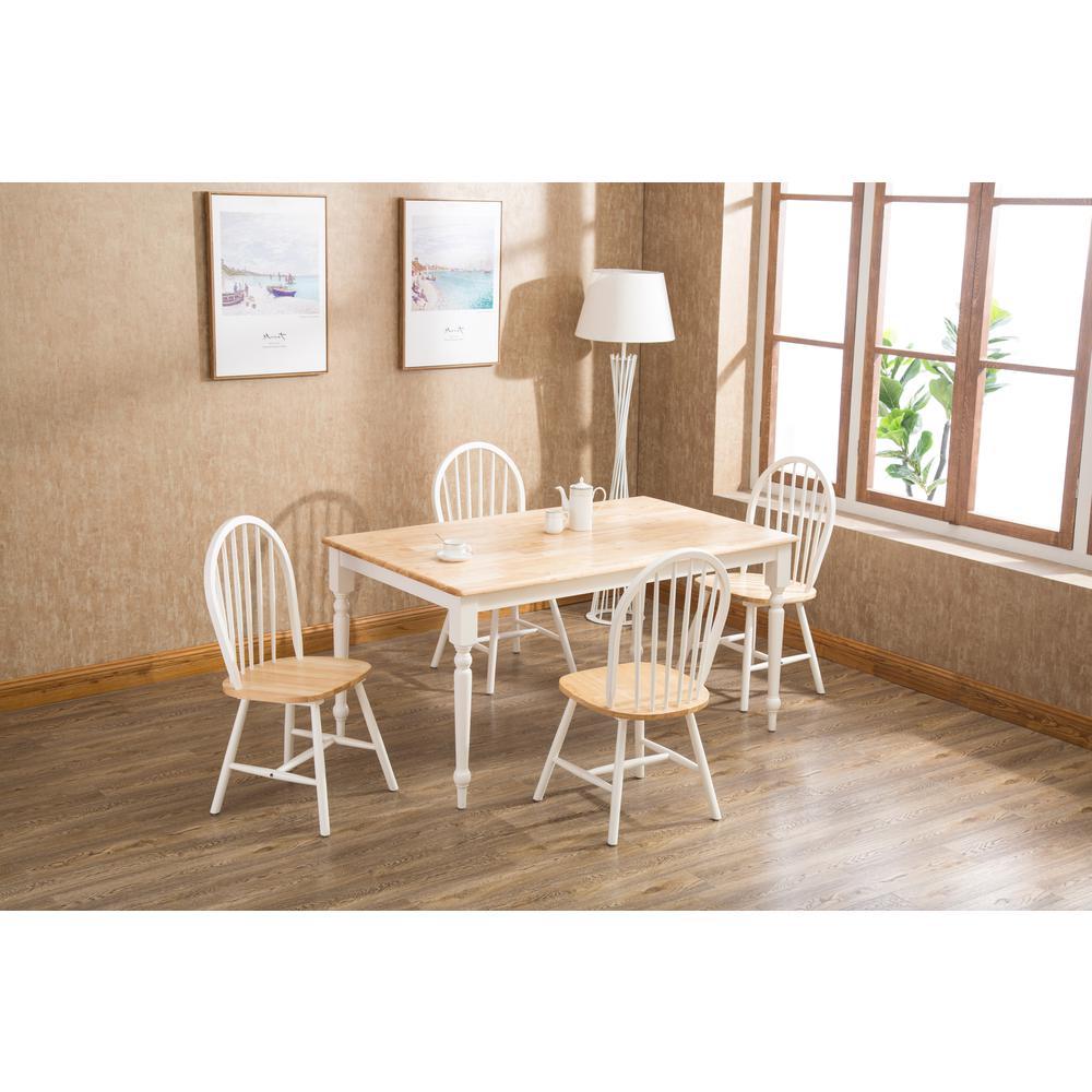 Windsor Farmhouse 5-Piece Dining Set - Cream/Natural. Picture 3