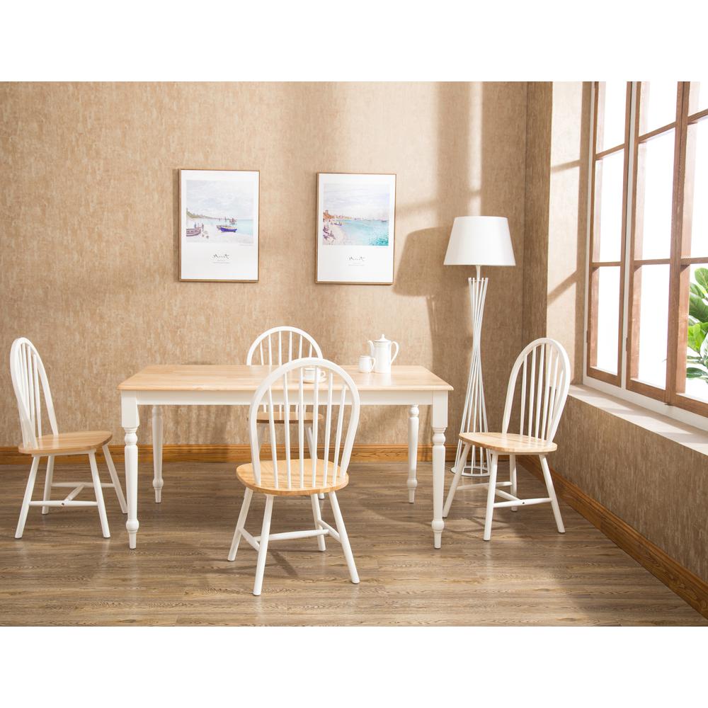 Windsor Farmhouse 5-Piece Dining Set - Cream/Natural. Picture 4