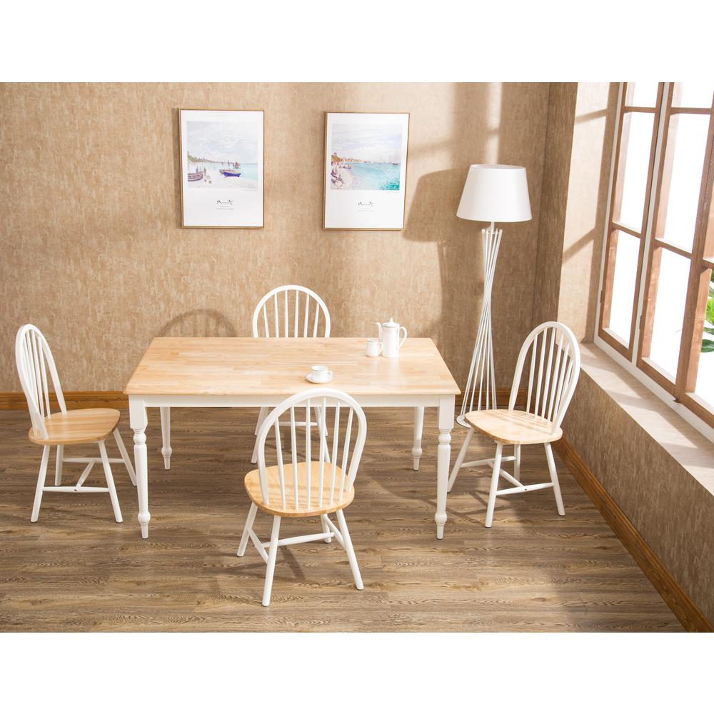 Windsor Farmhouse 5-Piece Dining Set - Cream/Natural. Picture 5