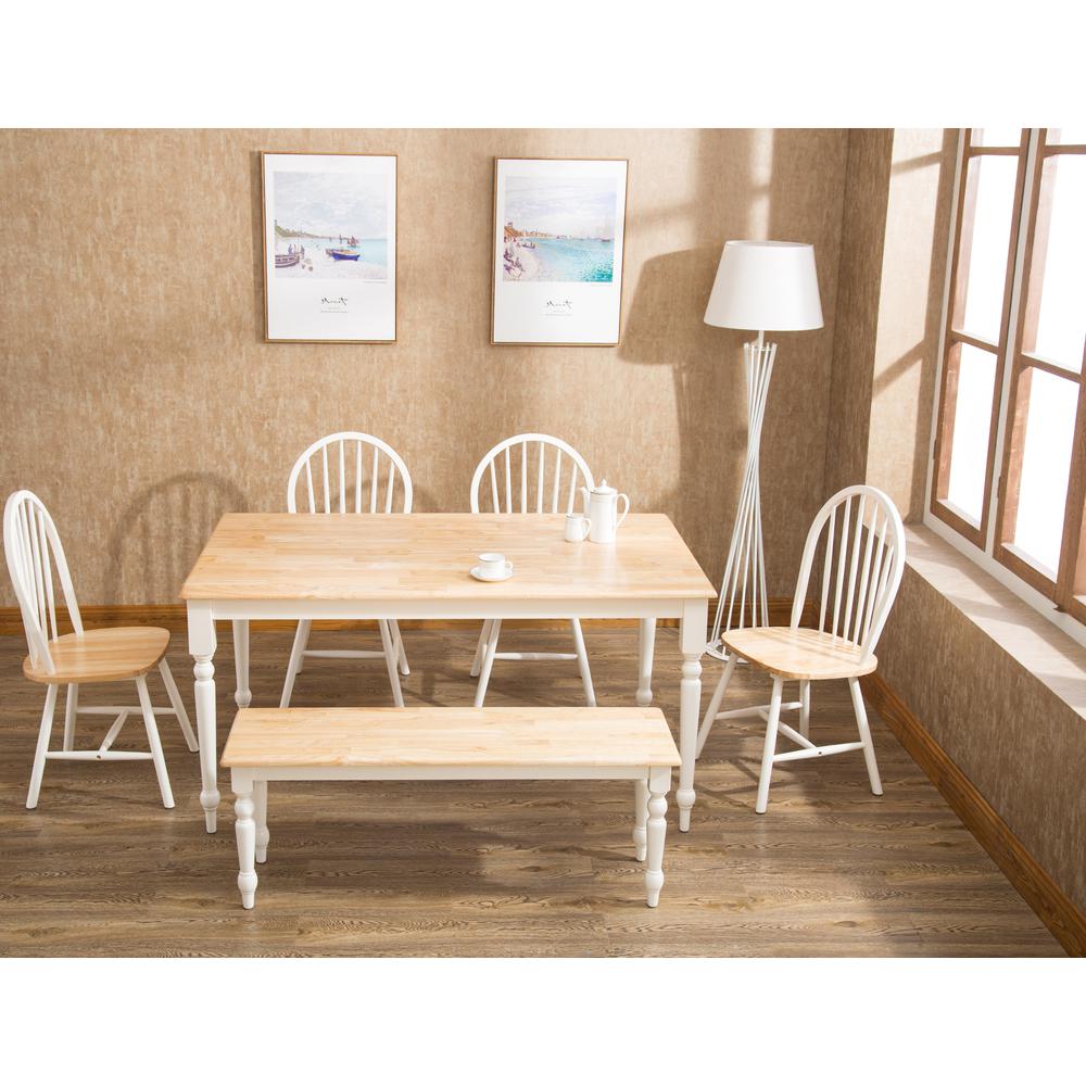 Windsor Farmhouse 6-Piece Dining Set - Cream/Natural. Picture 3