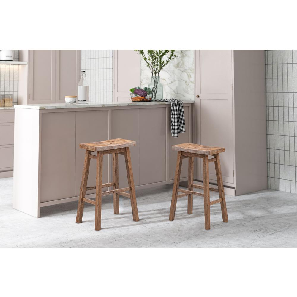 Sonoma Backless Saddle Bar Stool - Barnwood Wire-Brush. Picture 6