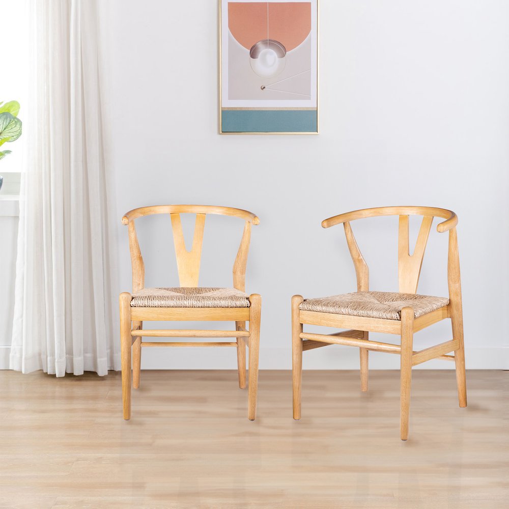 Wishbone Dining Chairs - Set of 2 - Natural Finish. Picture 9