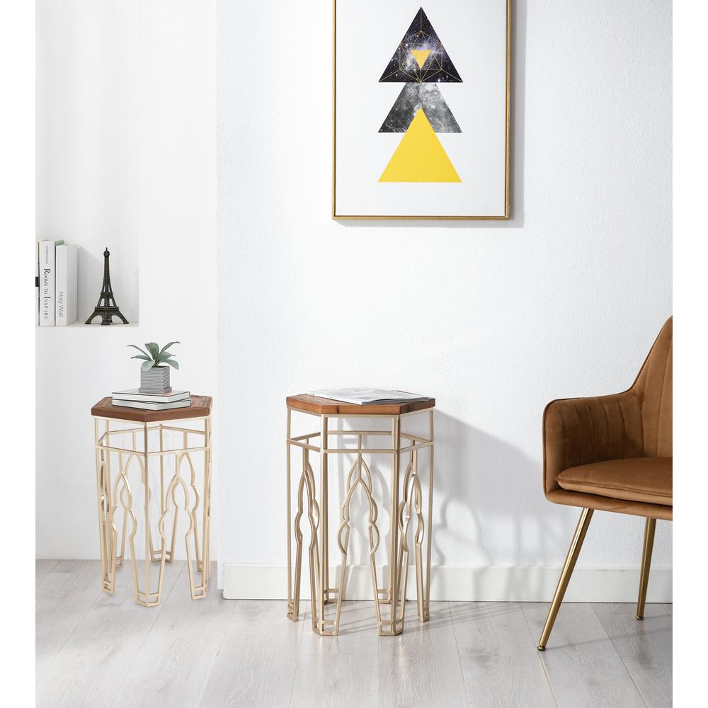 Genevieve Nesting Tables, Gold & Natural. Picture 26
