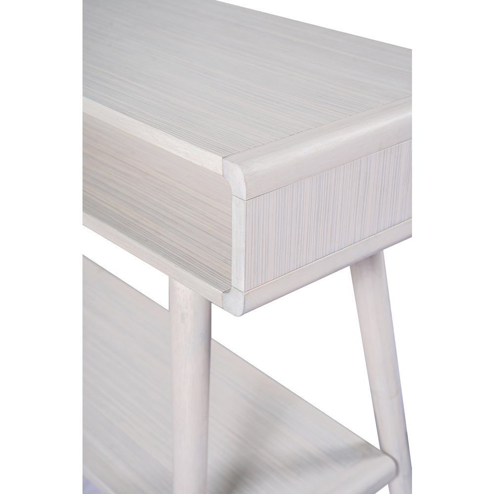 Wood Cambria Console Table - Zebrano Whitewash Finish. Picture 4