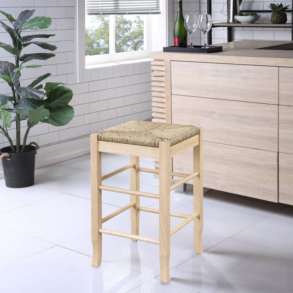 Square Rush Backless Counter Stool - Blonde Oak. Picture 5