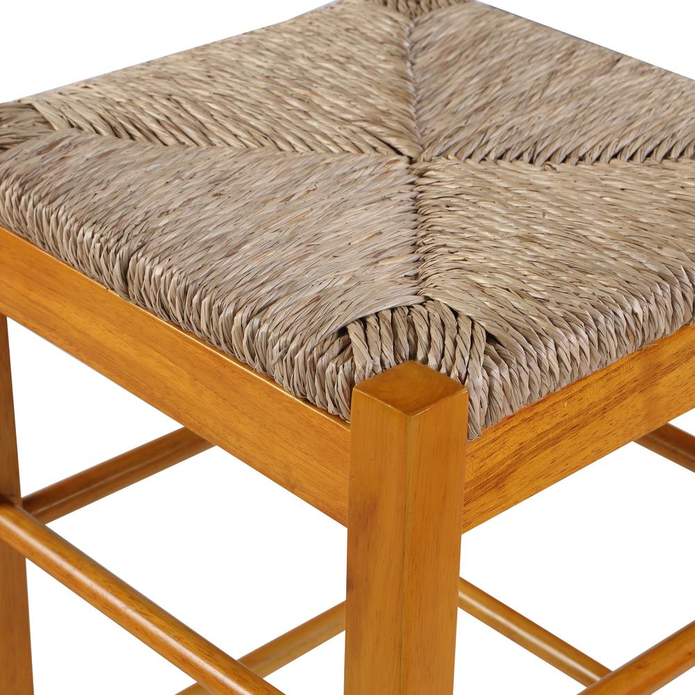 Square Rush Backless Counter Stool - Oak. Picture 4