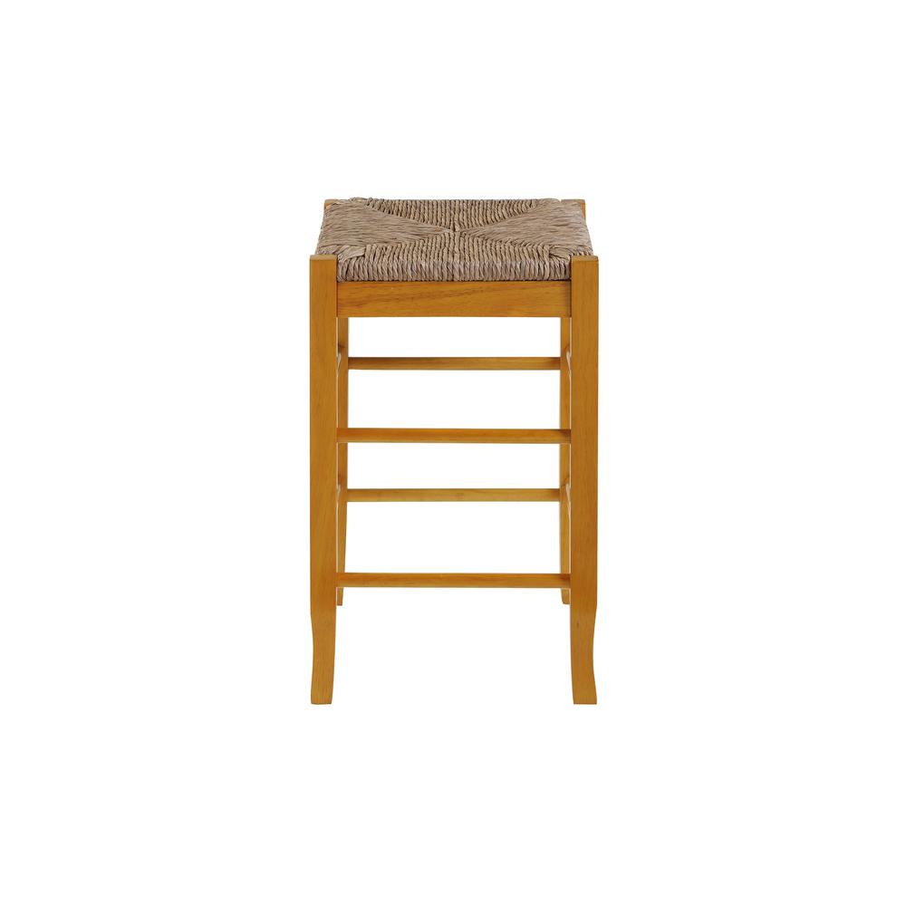 Square Rush Backless Counter Stool - Oak. Picture 2