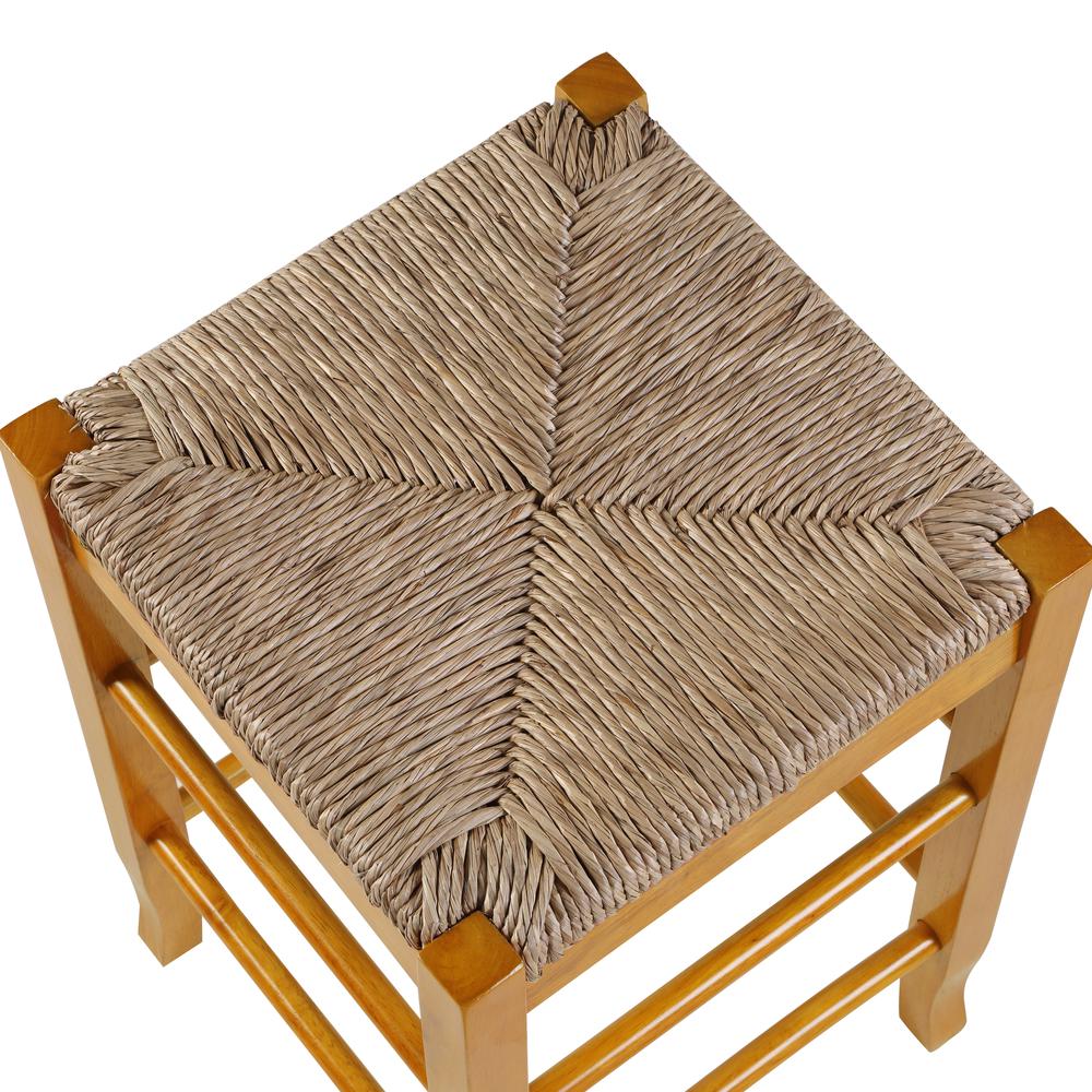 Square Rush Backless Counter Stool - Oak. Picture 3