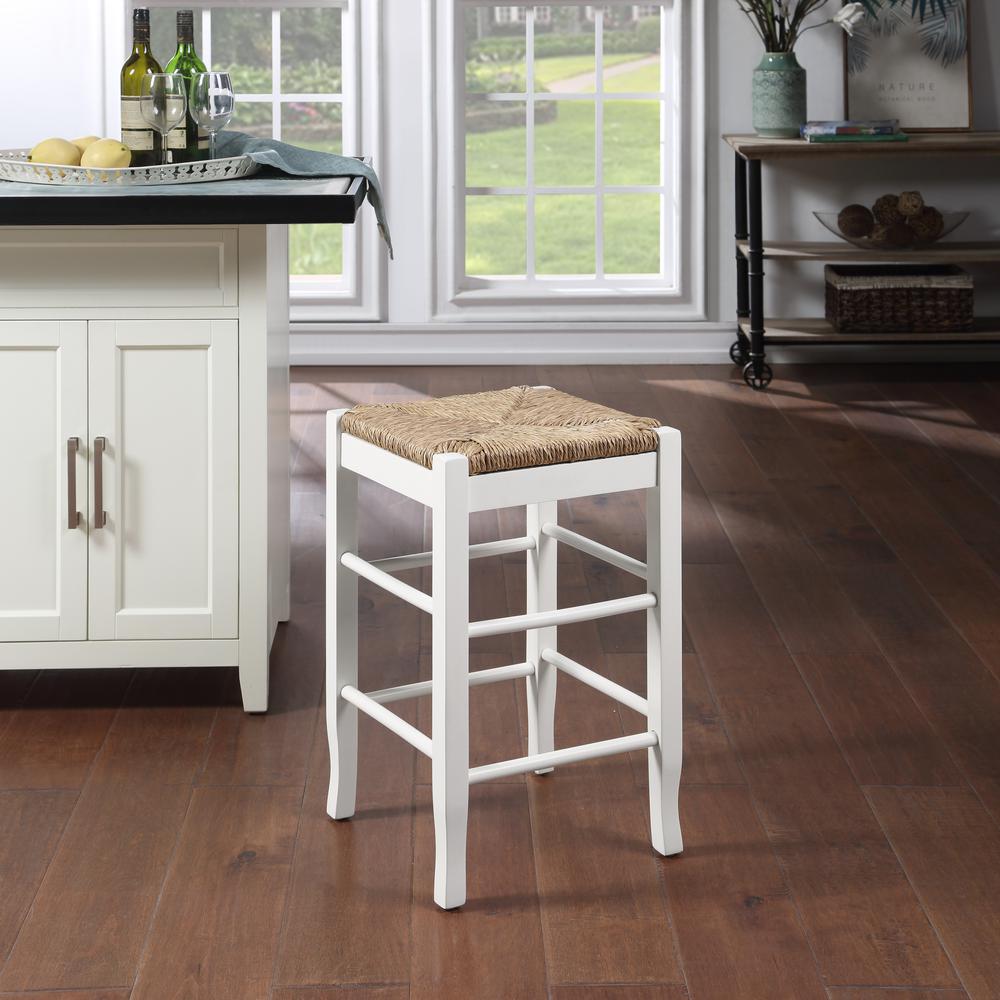 Square Rush Backless Counter Stool - Cream. Picture 5